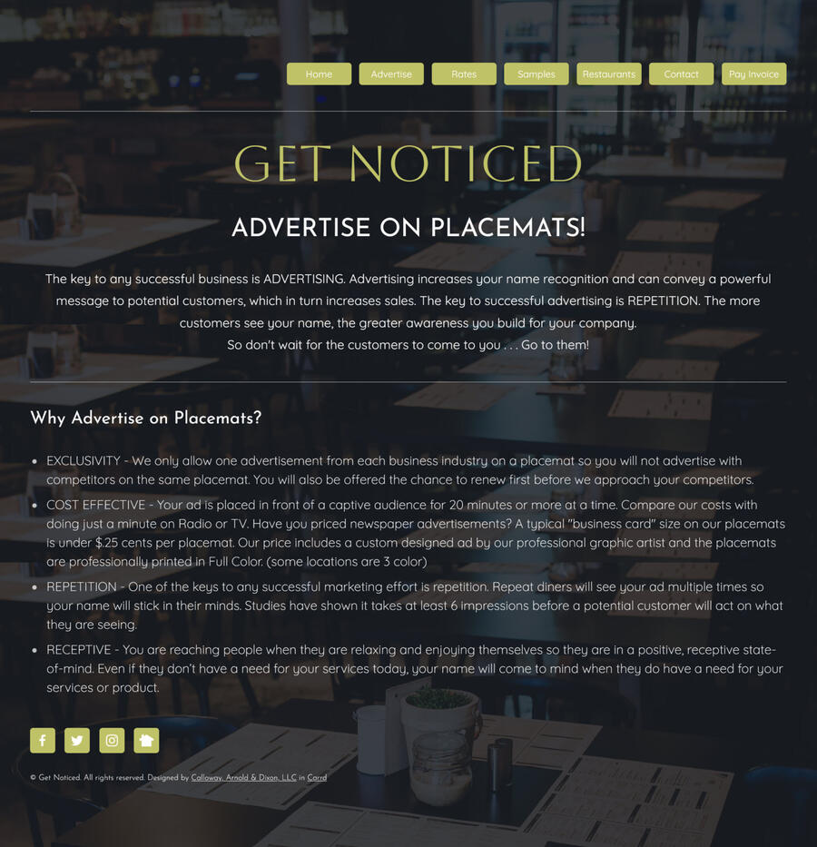 Placemat Ads Website